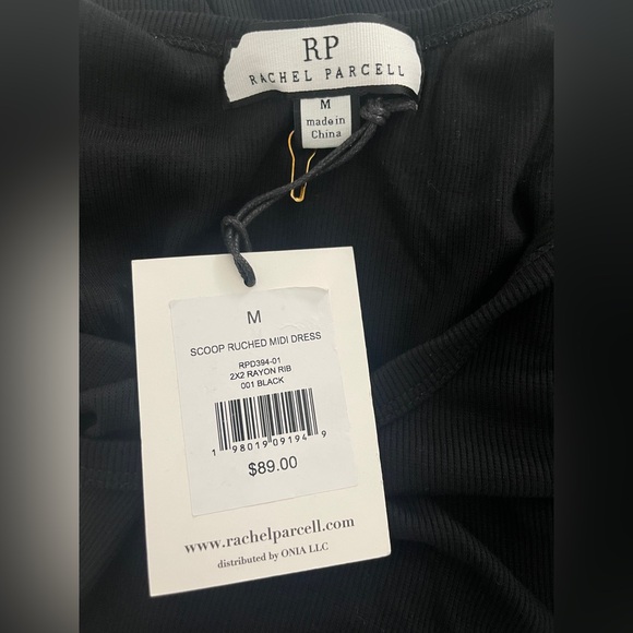 Scoop Ruched Midi Dress | Black Size Medium - Picture 15 of 15